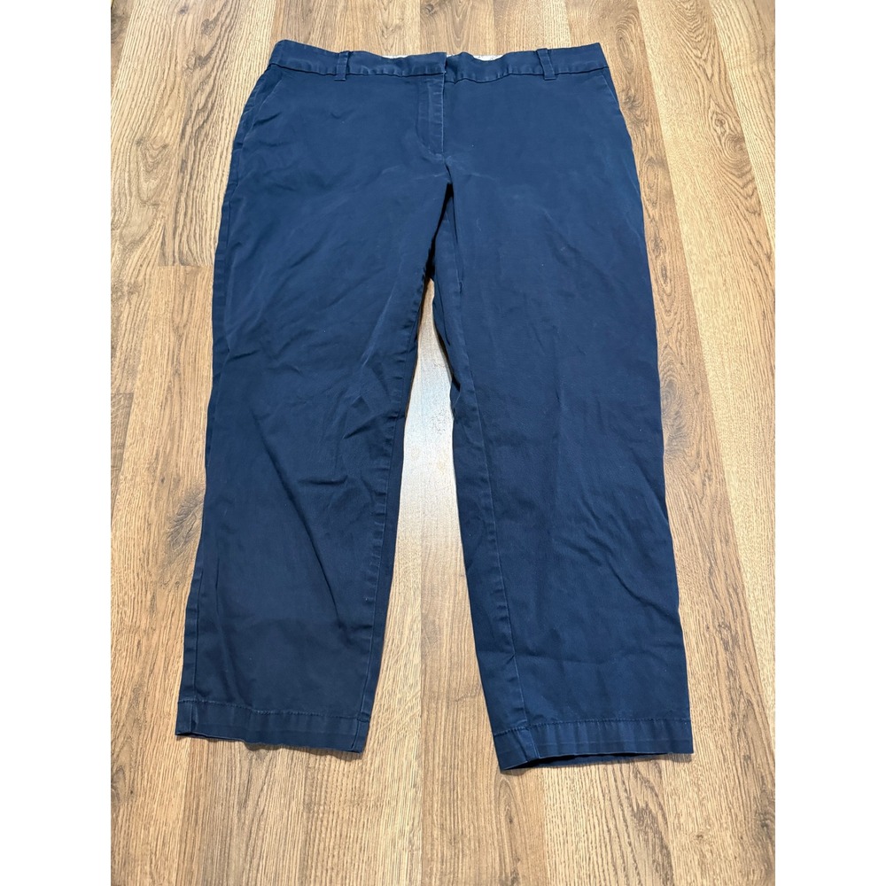 Liz Claiborne New York Pants Womens 14 Navy Blue Chino Ankle Trousers Excellent